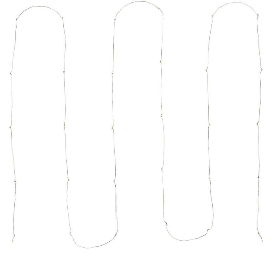 LED string lights, 30 LEDs, battery-powered (3×AA), 3.3 m, cool white