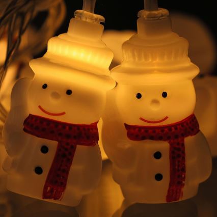 LED string lights 20 LEDs/3×AA/warm white 3.3 m snowmen