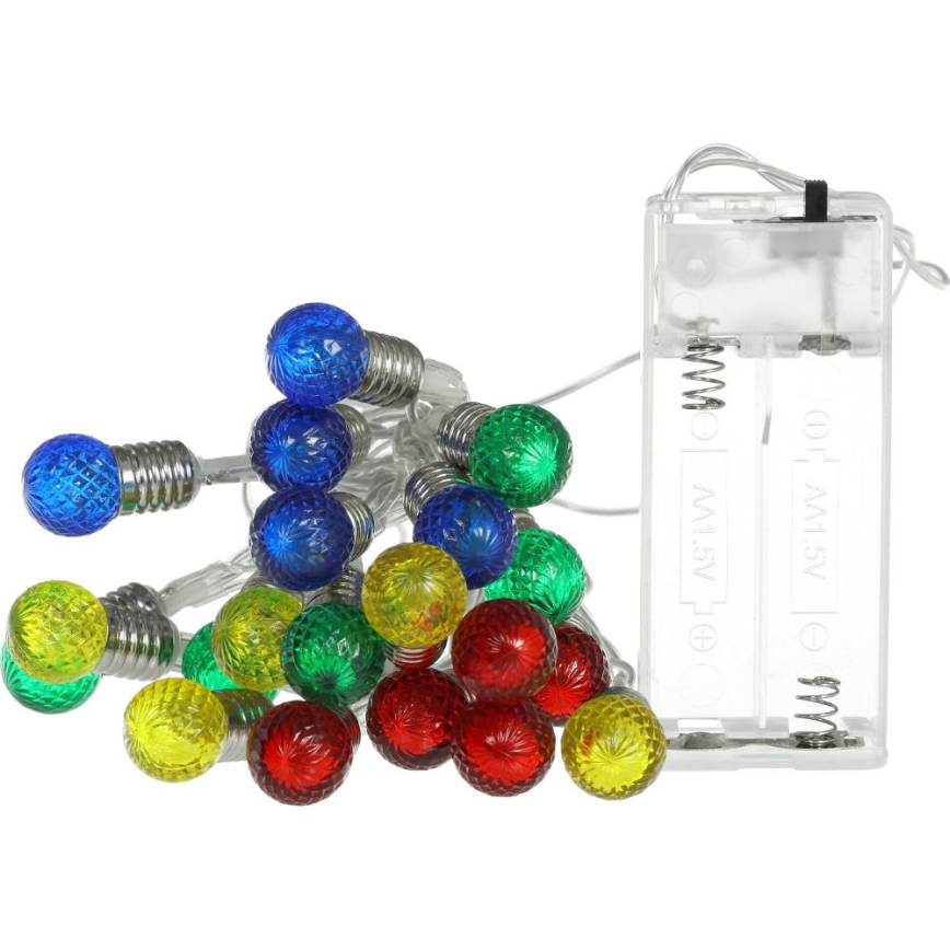 LED string lights 20 LEDs/2×AA/warm white 1.8 m bulbs