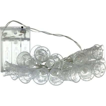 LED string lights 20xLED/3xAA/warm white 2.2 m bells