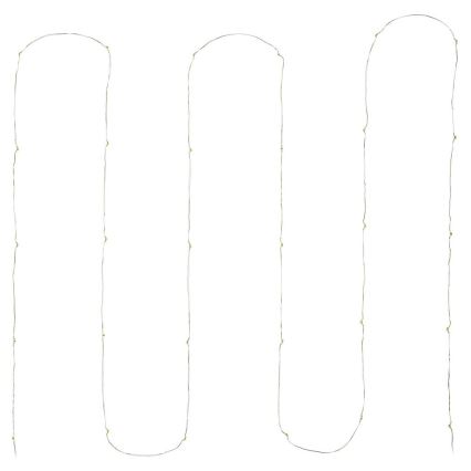 LED string lights, 30 LEDs / 3×AA, 3.3 m, warm white