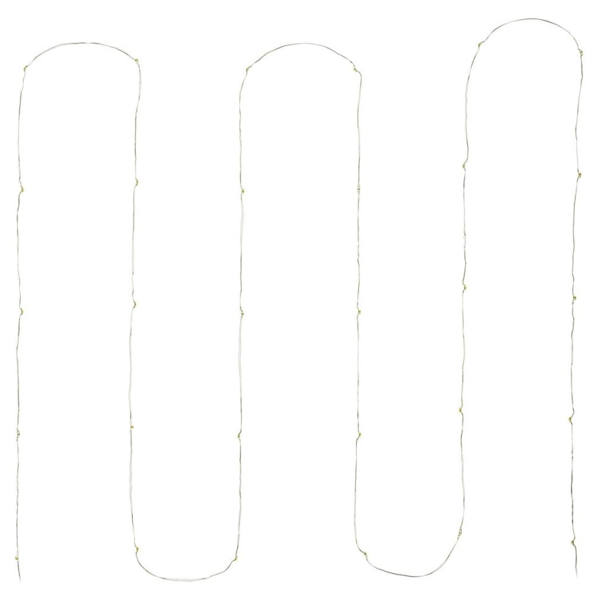 LED string lights, 30 LEDs / 3×AA, 3.3 m, warm white