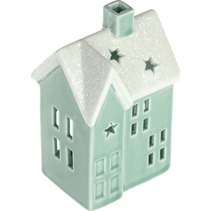 Porcelain candle house 11,1 cm mint