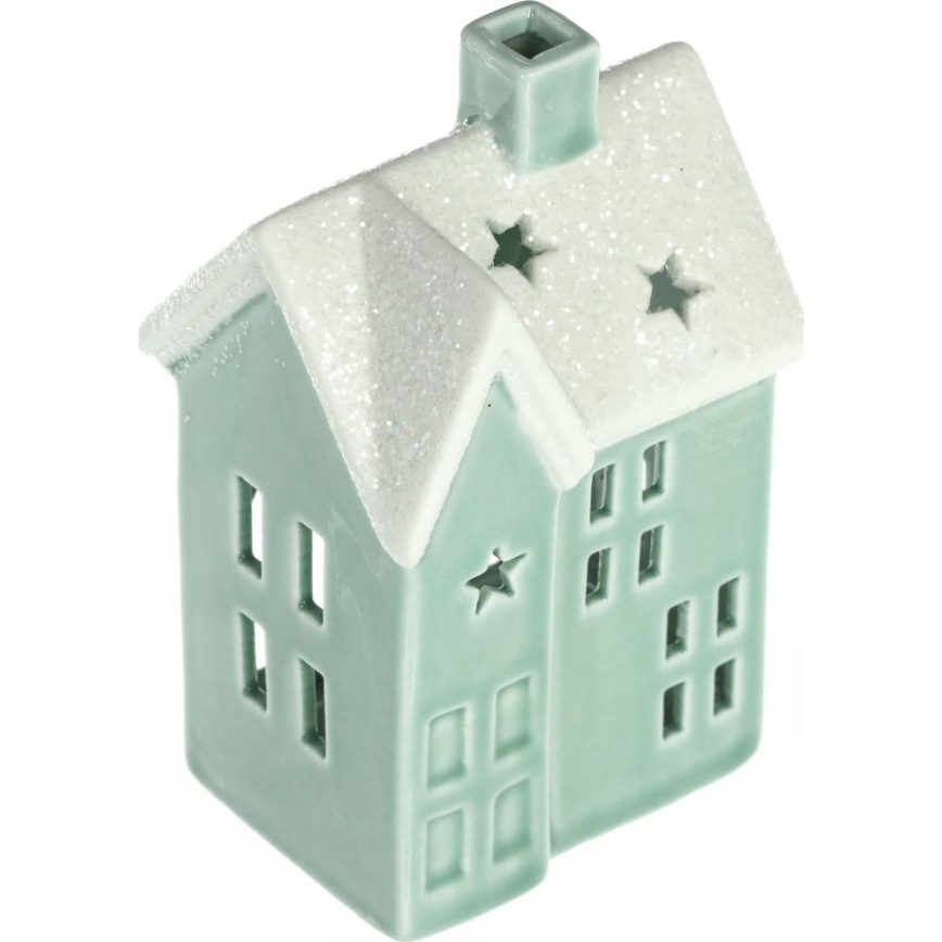 Porcelain candle house 11,1 cm mint