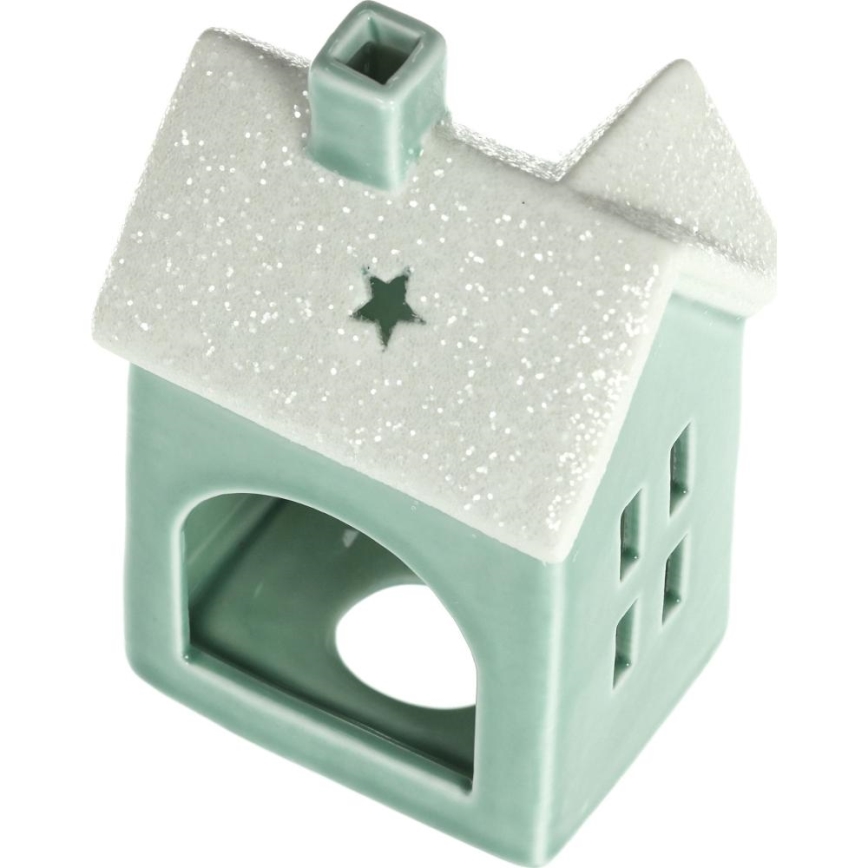 Porcelain candle house 11,1 cm mint