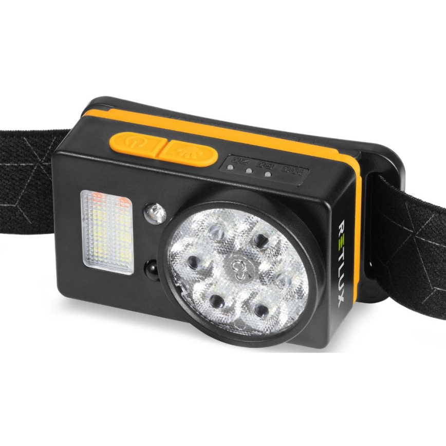 LED Rechargeable Headlamp with Sensor and Power Bank Function, 1200 mAh, IP44, Black