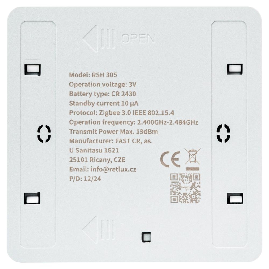 Smart 4-Button Switch, 1× CR2430 Battery, White
