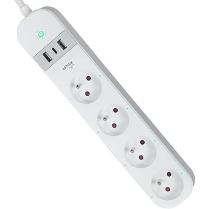 Smart extension cable with switch 4Z Type E + 2x USB-A + 1x USB-C 1,5m Wi-Fi Tuya white