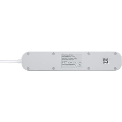 Smart extension cable with switch 4Z Type E + 2x USB-A + 1x USB-C 1,5m Wi-Fi Tuya white