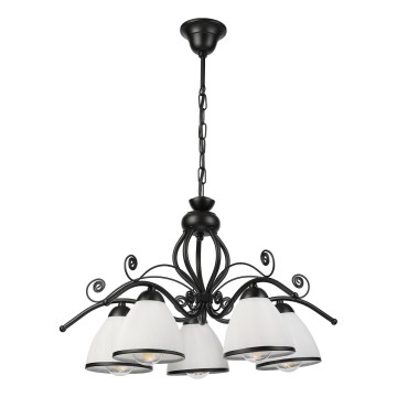 RETRO Chain-Hung Chandelier 5xE27/60W/230V Black/White