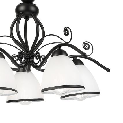 RETRO Chain-Hung Chandelier 5xE27/60W/230V Black/White