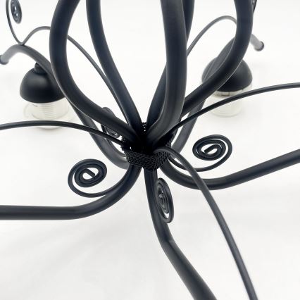 RETRO Chain-Hung Chandelier 5xE27/60W/230V Black/White