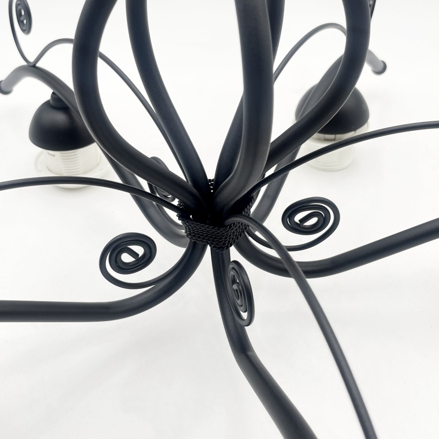RETRO Chain-Hung Chandelier 5xE27/60W/230V Black/White
