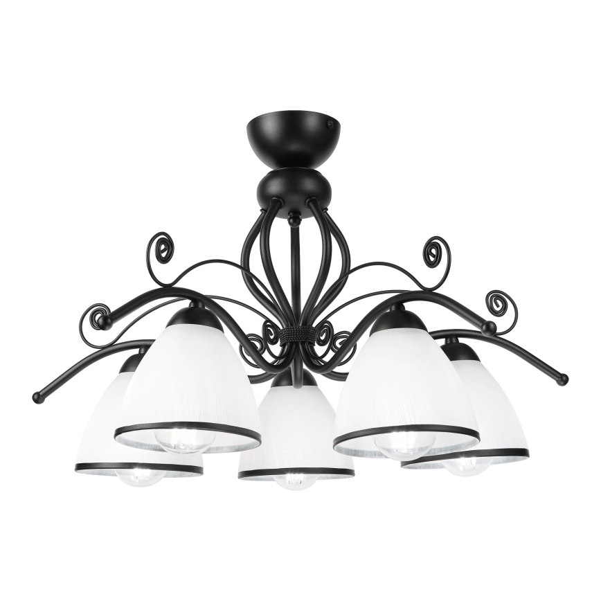 RETRO flush-mount chandelier 5xE27/60W/230V black/white