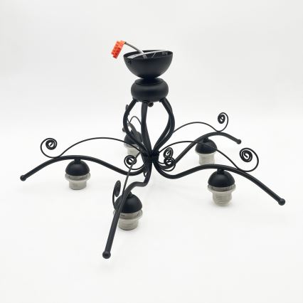 RETRO flush-mount chandelier 5xE27/60W/230V black/white