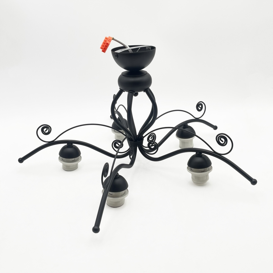 RETRO flush-mount chandelier 5xE27/60W/230V black/white