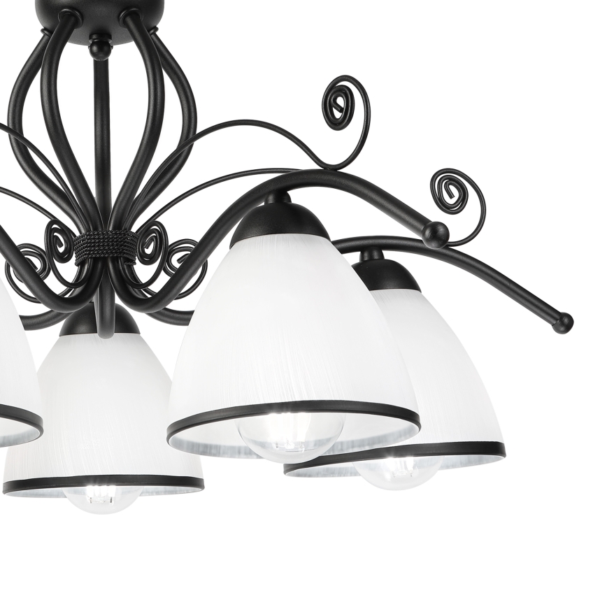 RETRO flush-mount chandelier 5xE27/60W/230V black/white