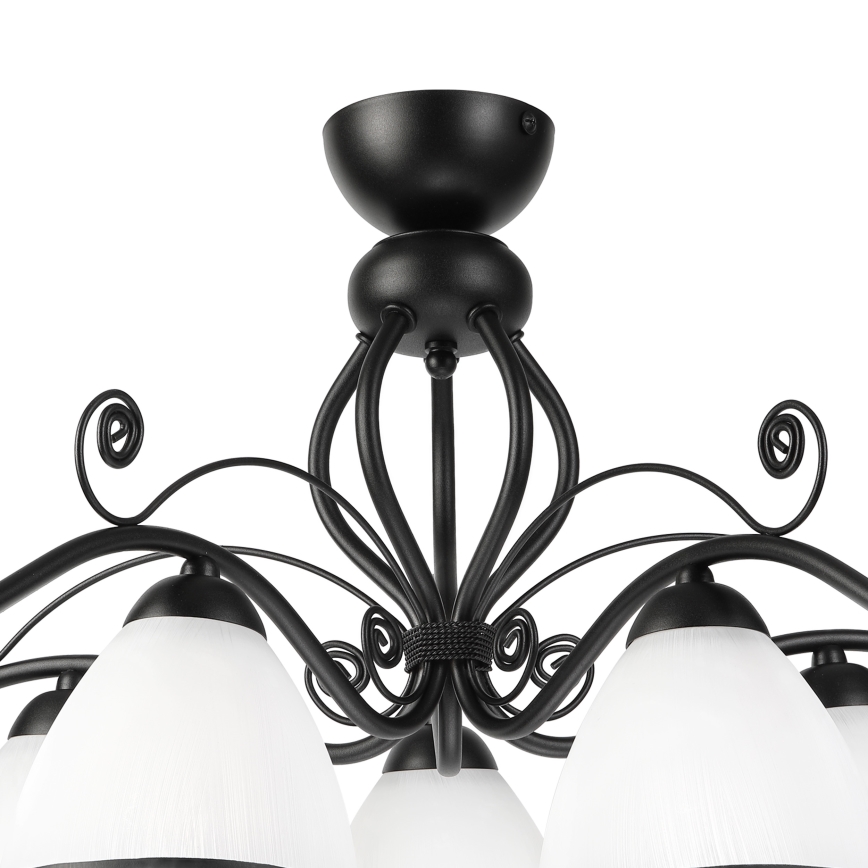 RETRO flush-mount chandelier 5xE27/60W/230V black/white