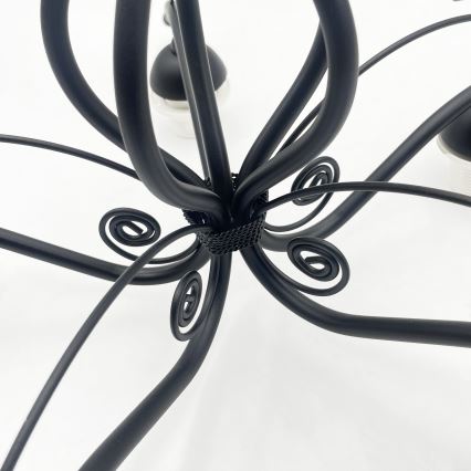 RETRO flush-mount chandelier 5xE27/60W/230V black/white