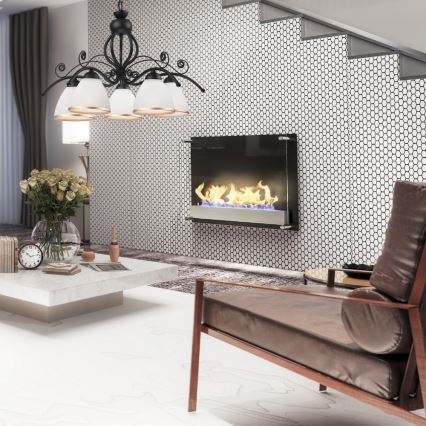 RETRO II Chain Chandelier 5xE27/60W/230V Matte Black