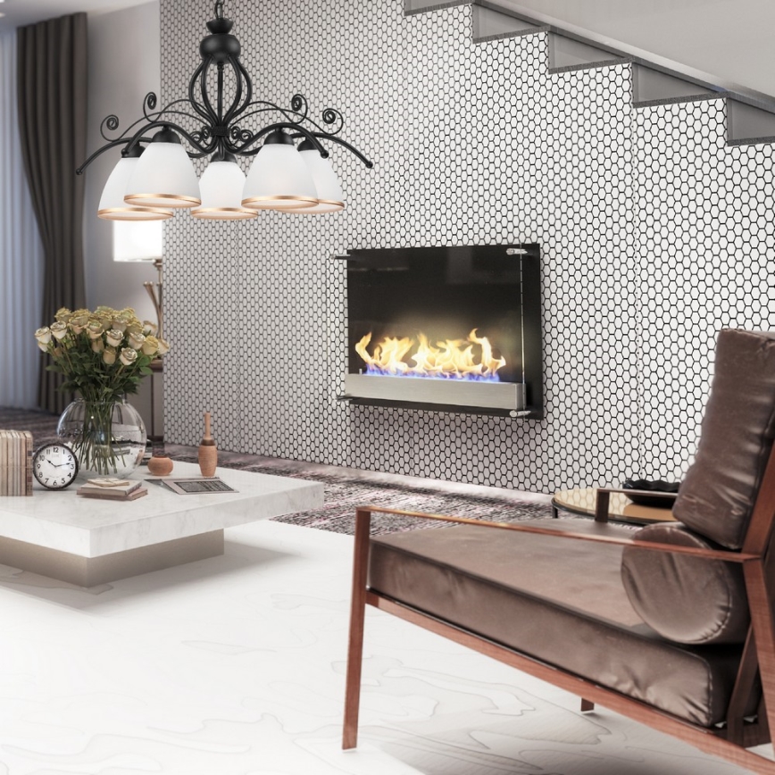 RETRO II Chain Chandelier 5xE27/60W/230V Matte Black