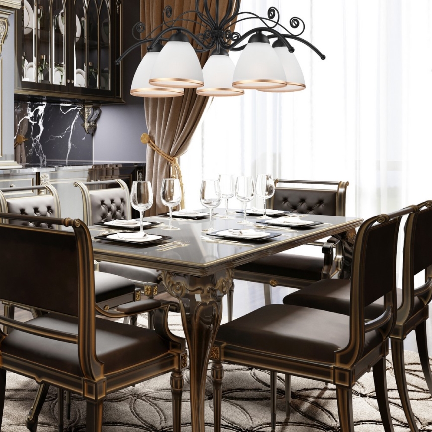 RETRO II Chain Chandelier 5xE27/60W/230V Matte Black