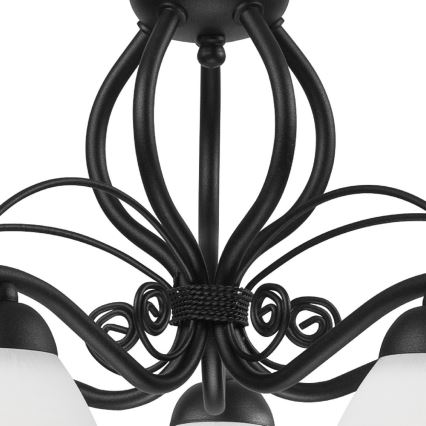 RETRO II Chain Chandelier 5xE27/60W/230V Matte Black
