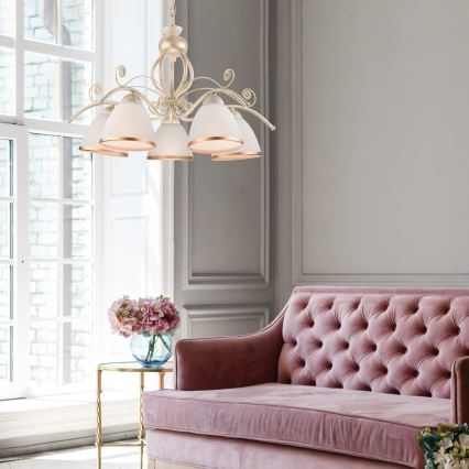 RETRO II Chain Chandelier 5xE27/60W/230V, White Patina Finish