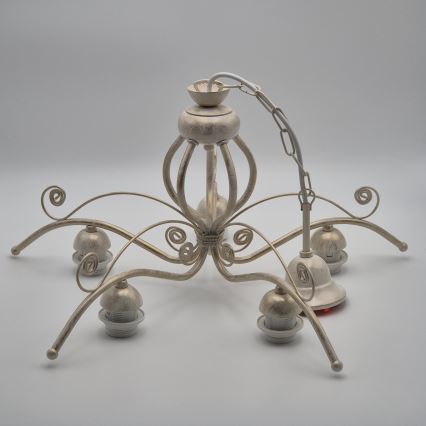 RETRO II Chain Chandelier 5xE27/60W/230V, White Patina Finish