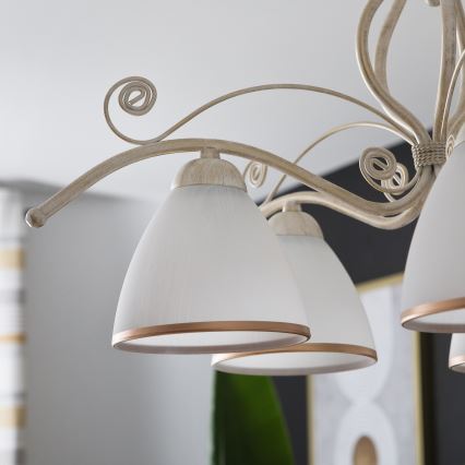 RETRO II Chain Chandelier 5xE27/60W/230V, White Patina Finish