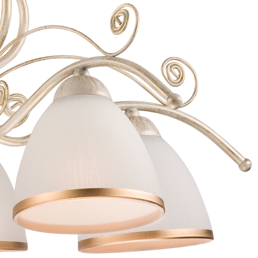 RETRO II Chain Chandelier 5xE27/60W/230V, White Patina Finish