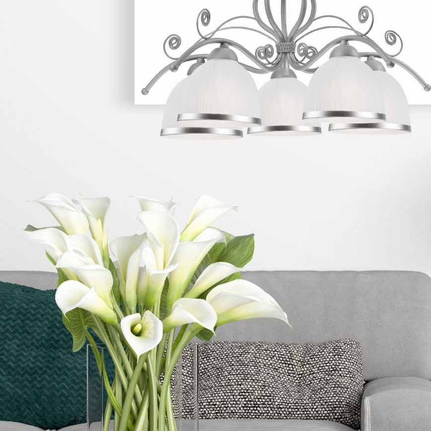 RETRO II Chain-hung chandelier 5xE27/60W/230V Silver