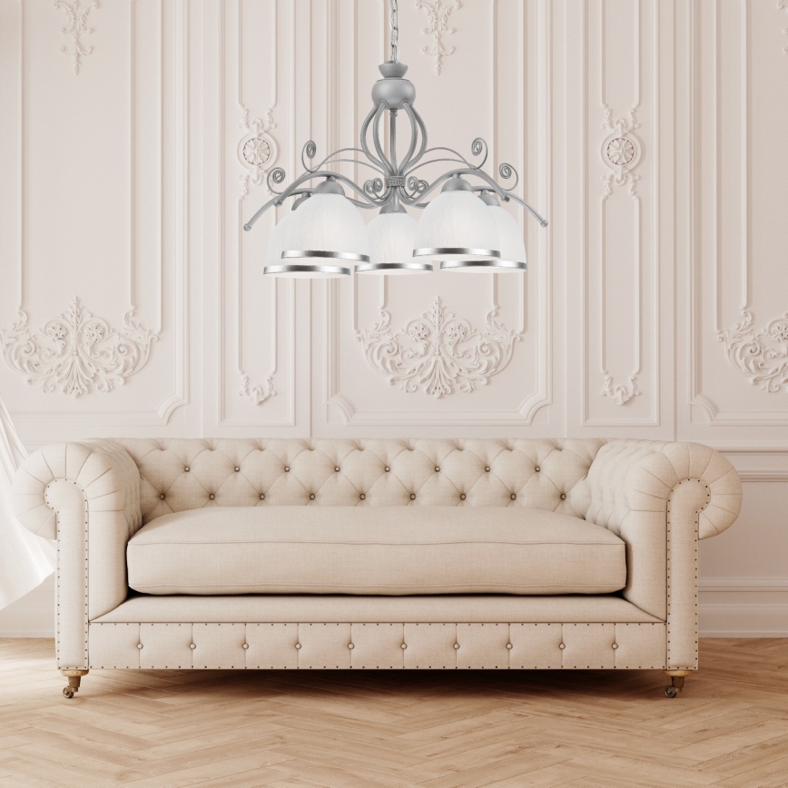 RETRO II Chain-hung chandelier 5xE27/60W/230V Silver