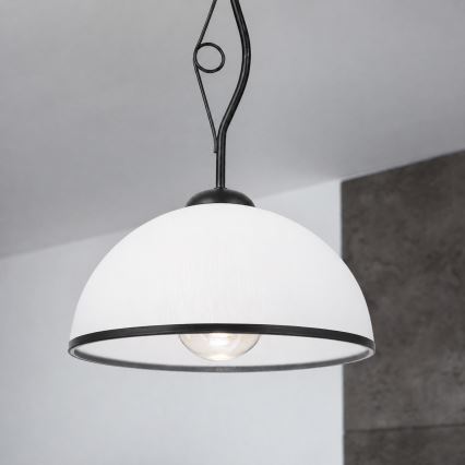 Retro Rod Pendant Light 1xE27/60W/230V Black/White