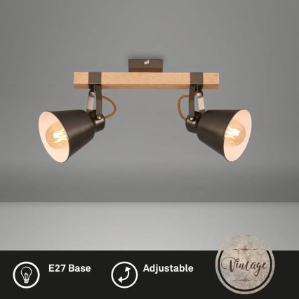 RETRO Spotlight 2xE27/40W/230V Brown