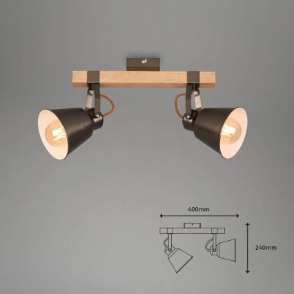 RETRO Spotlight 2xE27/40W/230V Brown