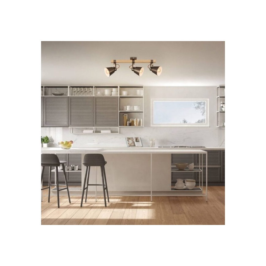 RETRO spotlight 3xE27/40W/230V brown