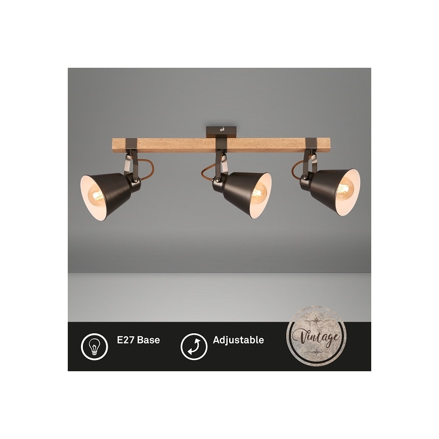 RETRO spotlight 3xE27/40W/230V brown