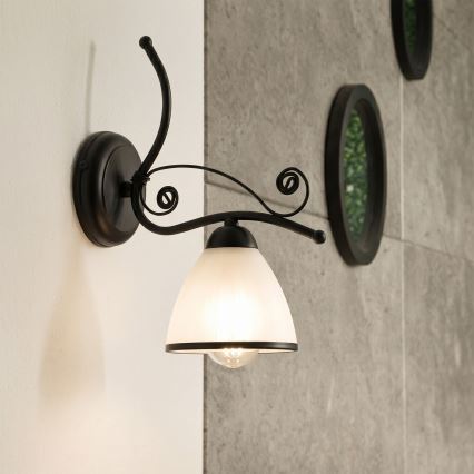 RETRO Wall Lamp 1x E27 / 60W / 230V – Black/White