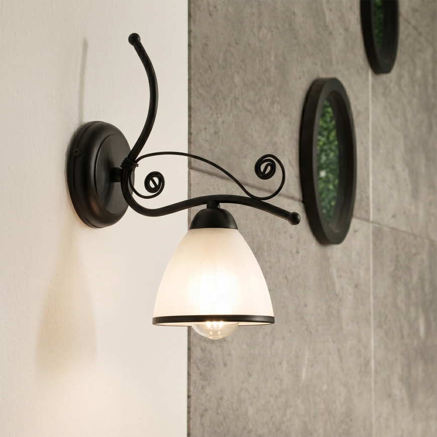RETRO Wall Lamp 1x E27 / 60W / 230V – Black/White