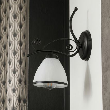 RETRO Wall Lamp 1x E27 / 60W / 230V – Black/White