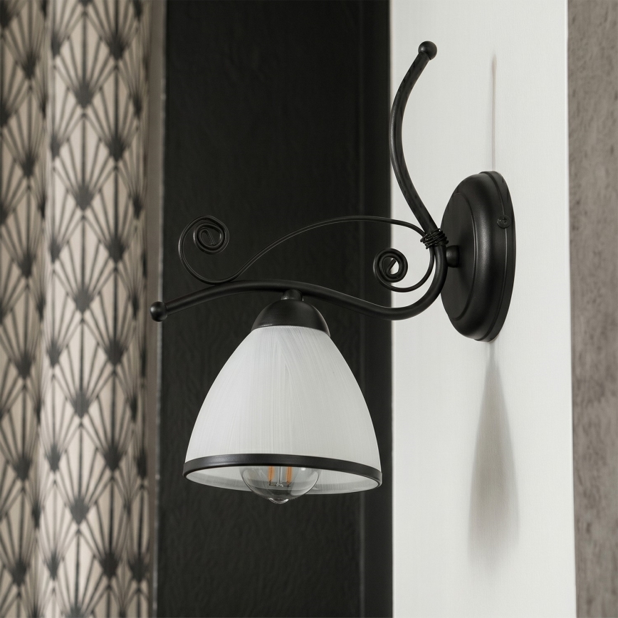 RETRO Wall Lamp 1x E27 / 60W / 230V – Black/White