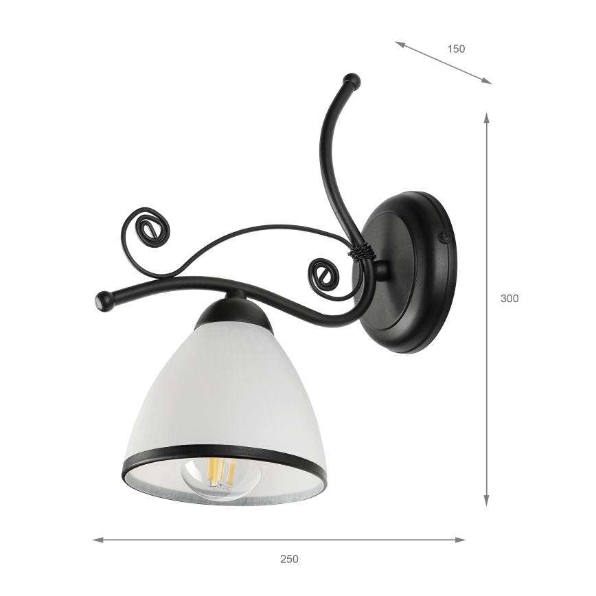 RETRO Wall Lamp 1x E27 / 60W / 230V – Black/White