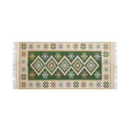 Reversible Oriental Rug KILIM 80x150 cm green/beige