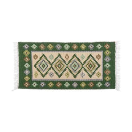 Reversible Oriental Rug KILIM 80x150 cm green/beige