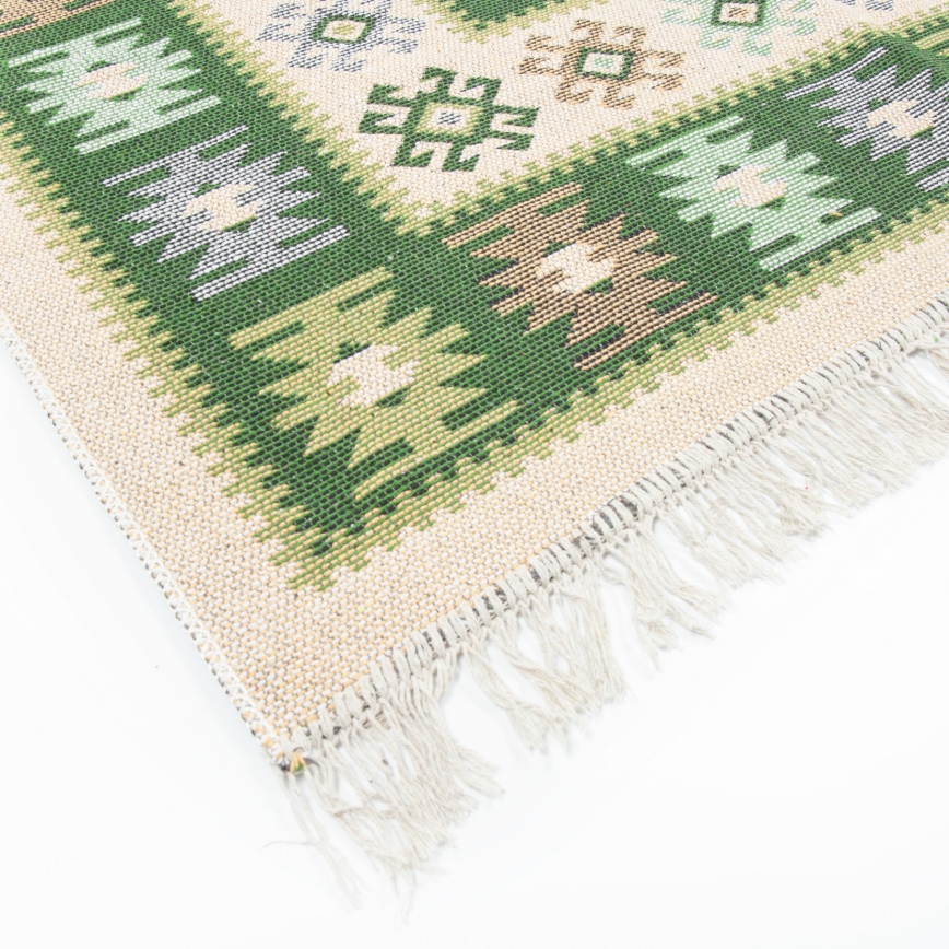 Reversible Oriental Rug KILIM 80x150 cm green/beige