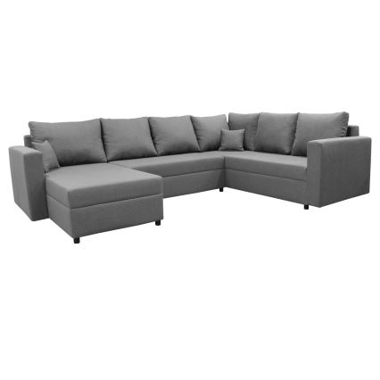 Reversible U-shaped corner sofa with pull-out bed and storage SEYA, gray
