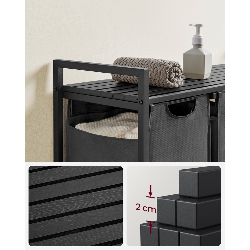 REX Laundry Basket Black/Grey