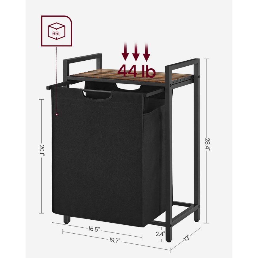 REX Laundry Basket, Brown/Black
