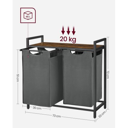 REX Laundry Basket, Brown/Gray